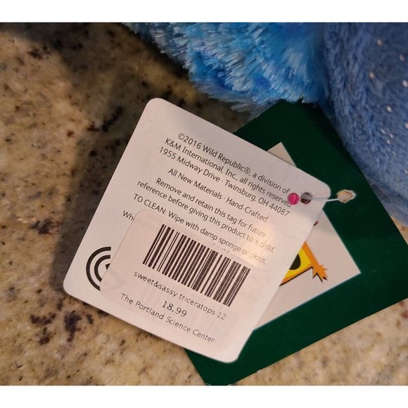 Wild Republic - Sweet and Sassy - 12" Triceratops Blue with Tags - Picture 8 of 11
